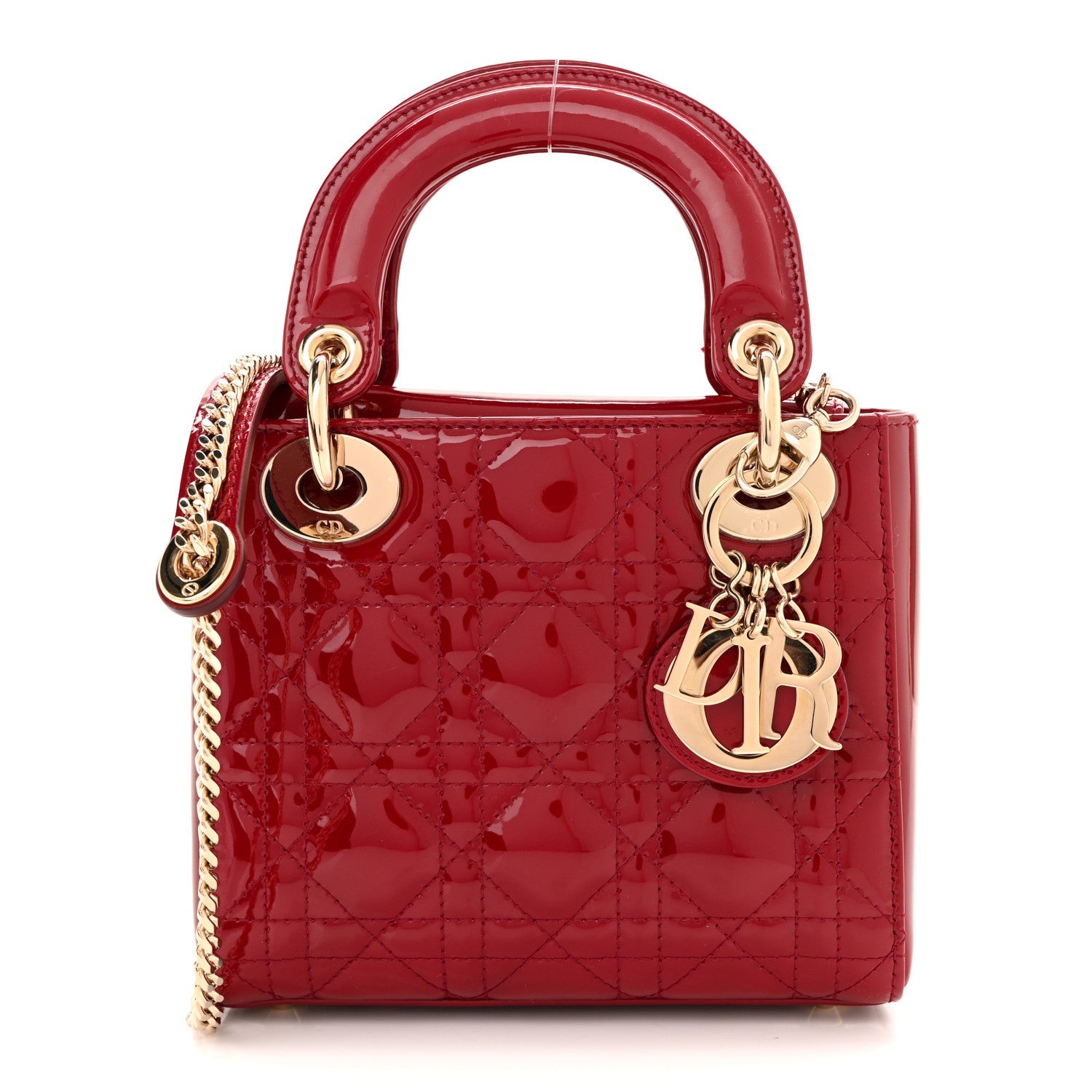 Christian Dior Patent Cannage Mini Lady Dior Red