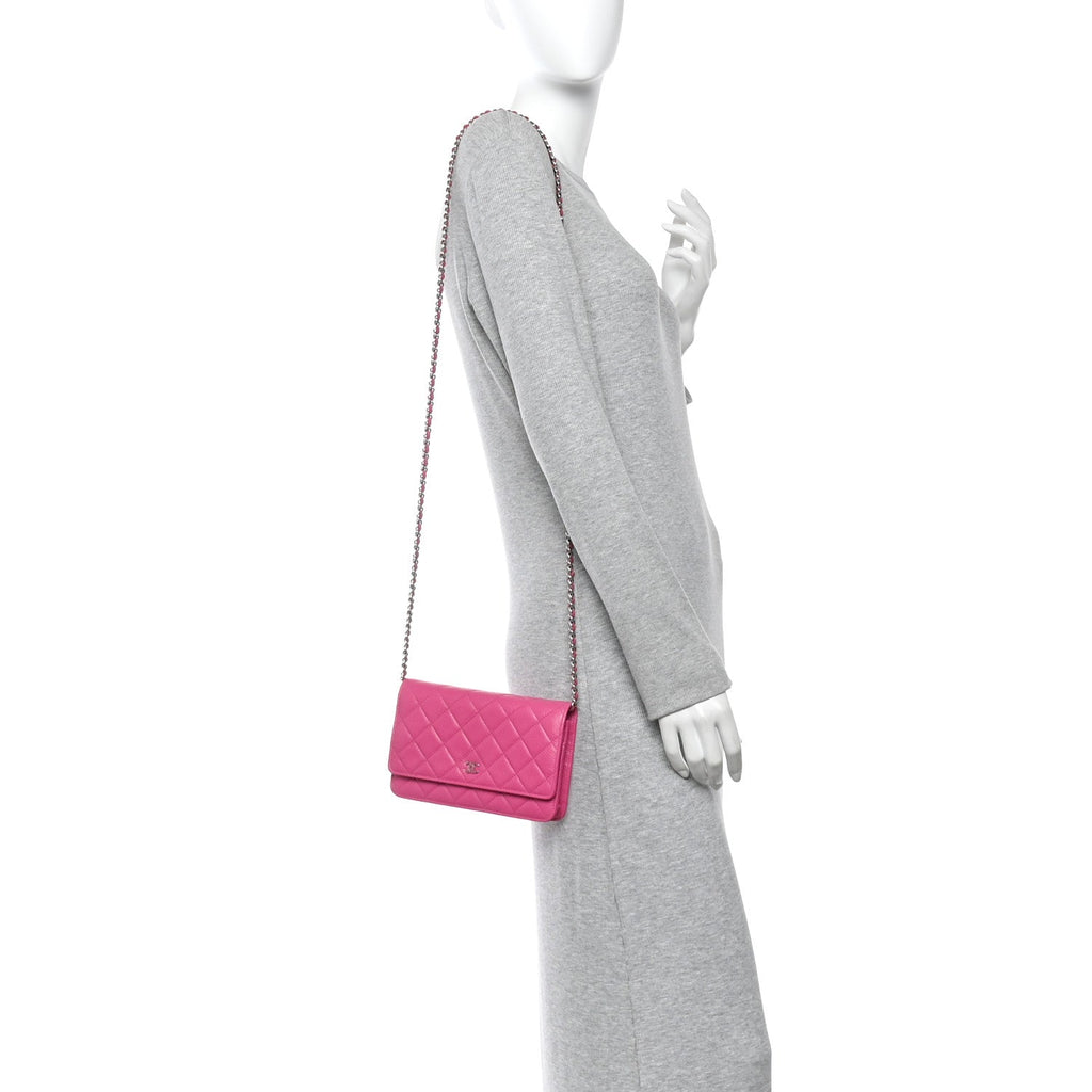 Chanel Caviar Quilted Wallet on Chain WOC Pink