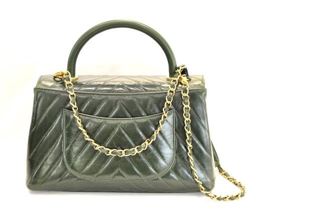 Chanel Calfskin Coco Chevron Quilted Top Handle Bag