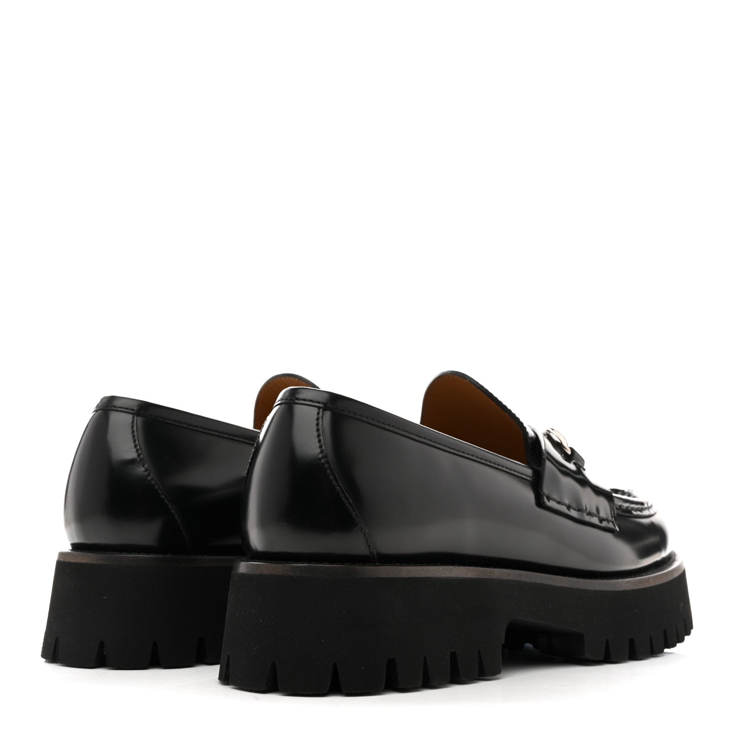 Gucci Cordovan Lux Womens Horsebit 45mm Platform Loafers 39.5 Black
