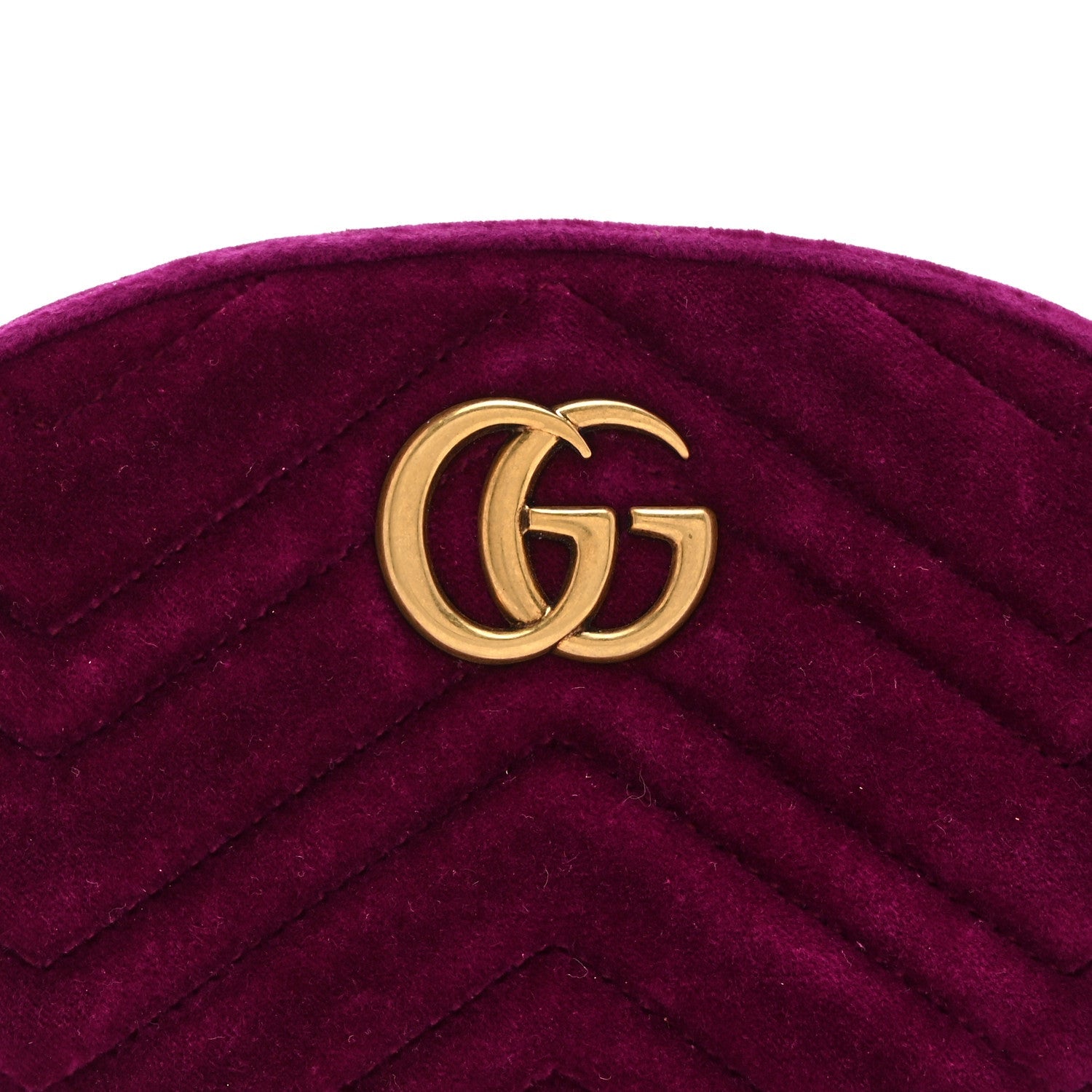 Gucci Velvet Matelasse GG Marmont Belt Bag 95 38 Fuchsia Violet Cyclamen