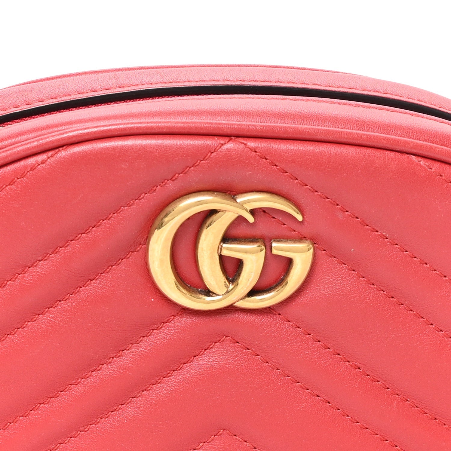 Gucci Calfskin Matelasse GG Marmont Belt Bag 75 30 Hibiscus Red