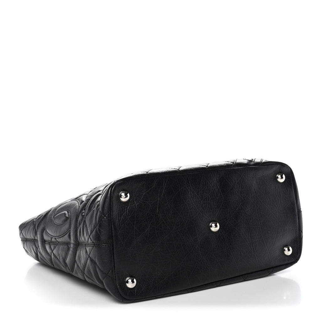 Chanel Aged Calfskin Quilted Large Cotton Club Tote Black
