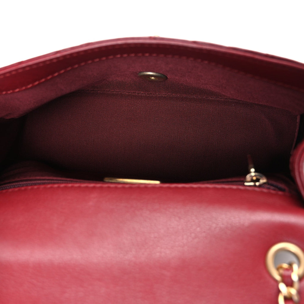 Chanel Calfskin Chevron Quilted Mini Rock The Corner Flap Red