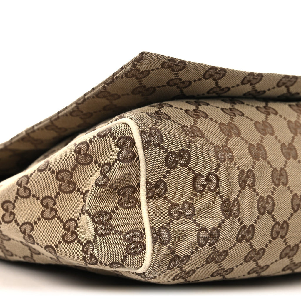 Gucci GG Monogram Medium Flap Messenger Bag Beige