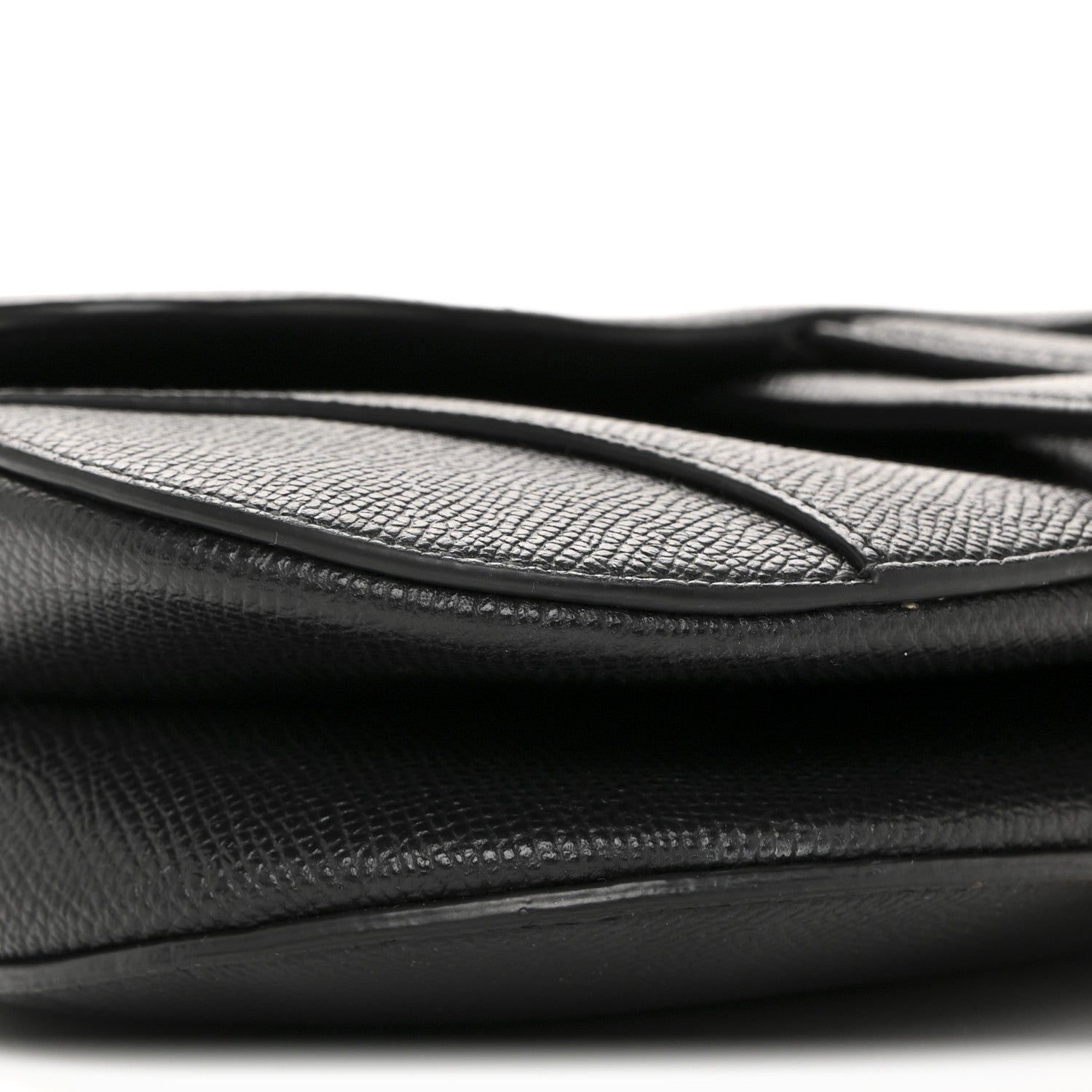 Christian Dior Grained Calfskin Mini Saddle Bag With Strap Black