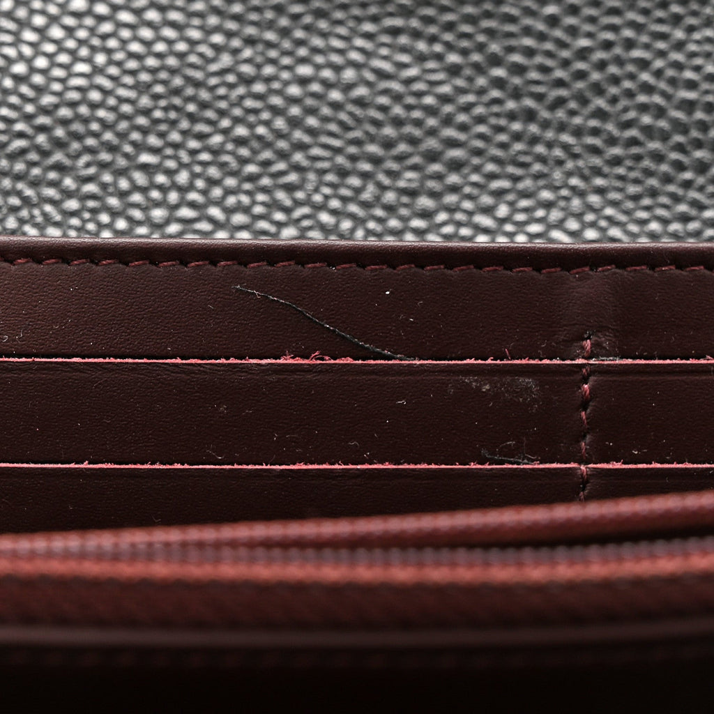 Caviar Quilted Large Gusset Flap Wallet Black