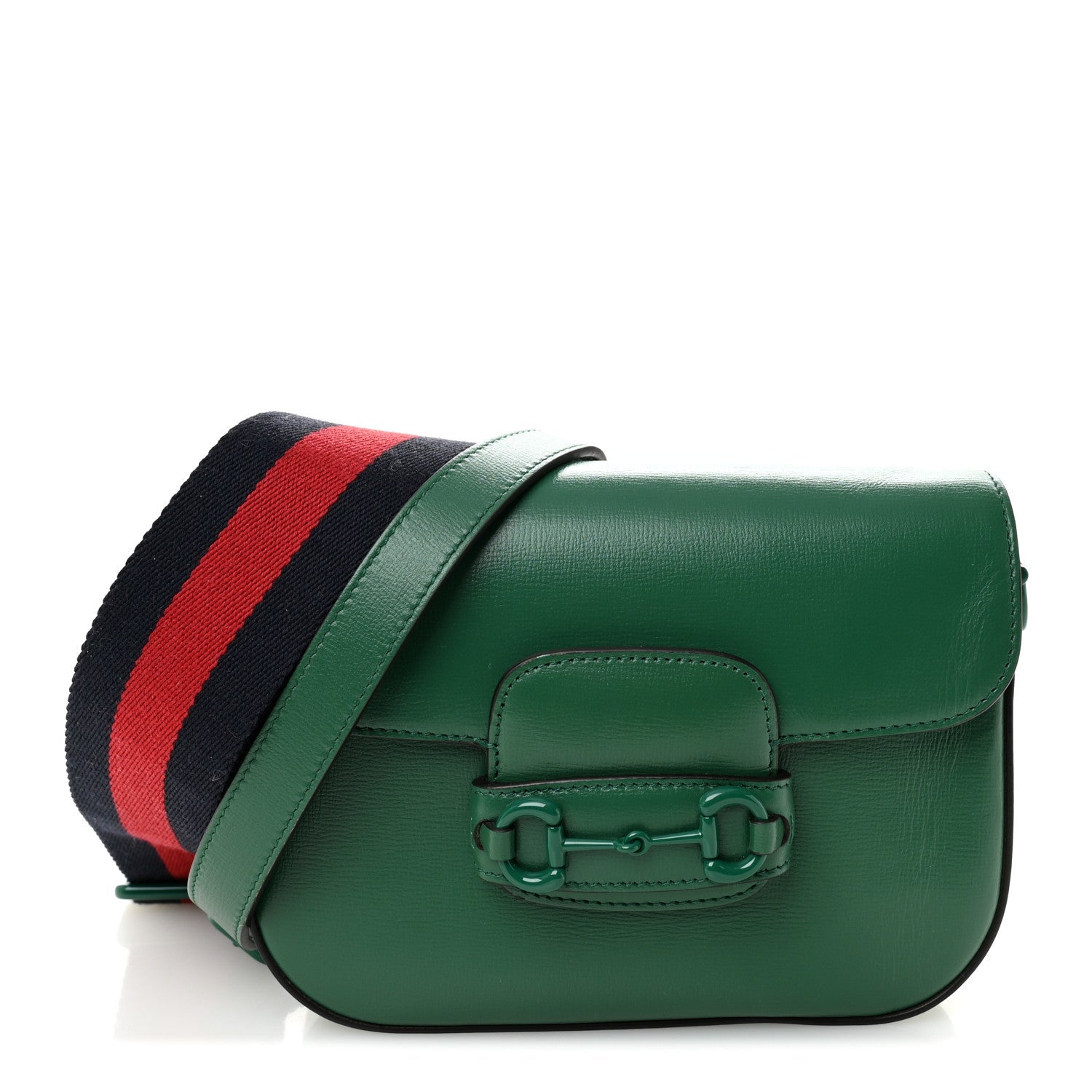 Gucci Azalea Calfskin Web Monochrome Horsebit 1955 Shoulder Bag Emerald
