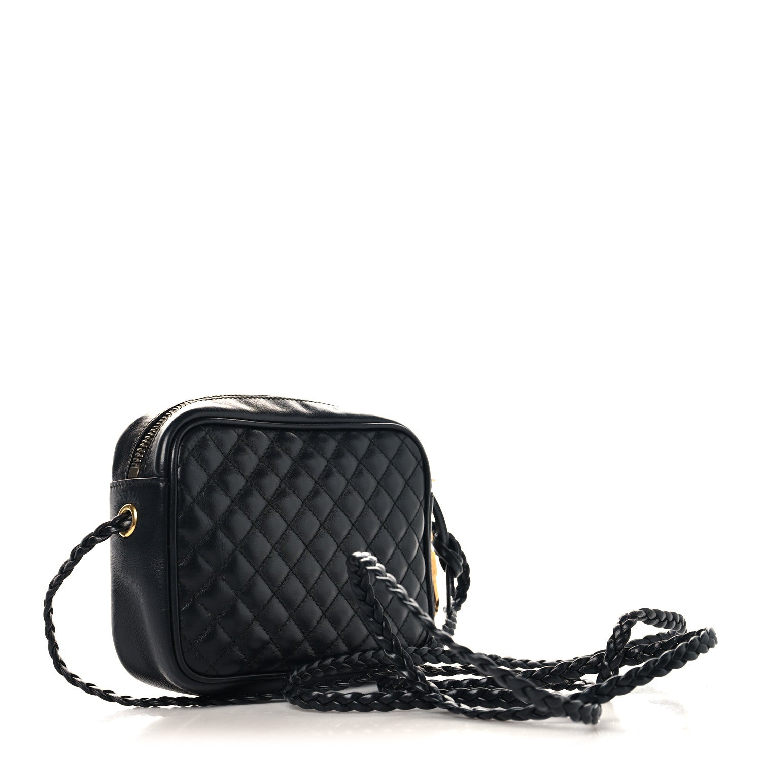 Gucci Calfskin Trapuntata Web Mini GG Shoulder Bag Black