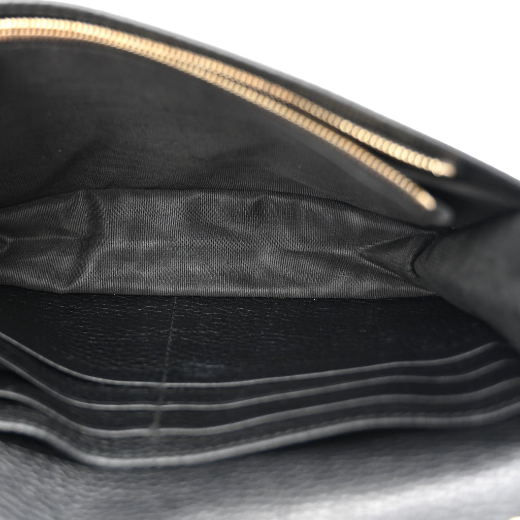 Gucci Pebbled Calfskin Soho Wallet On Chain Black