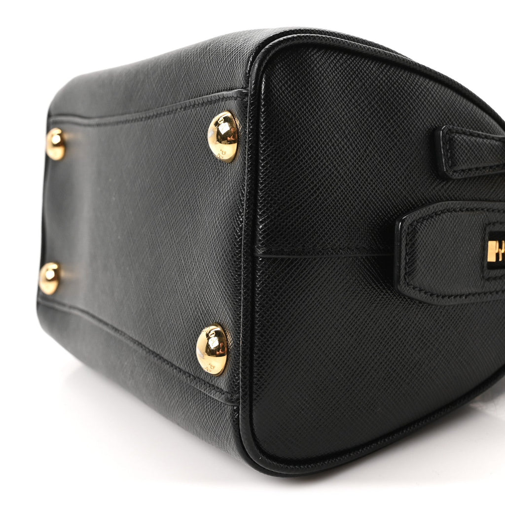 Prada Saffiano Lux Mini Boston Crossbody Bag Black