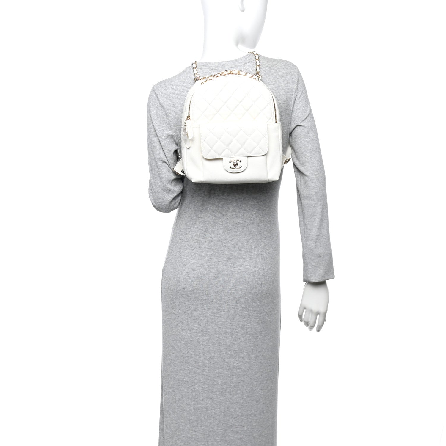 Chanel Caviar Quilted Small CC Day Backpack White
