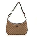 Gucci Monogram Web Medium Half Moon Hobo Dark Brown