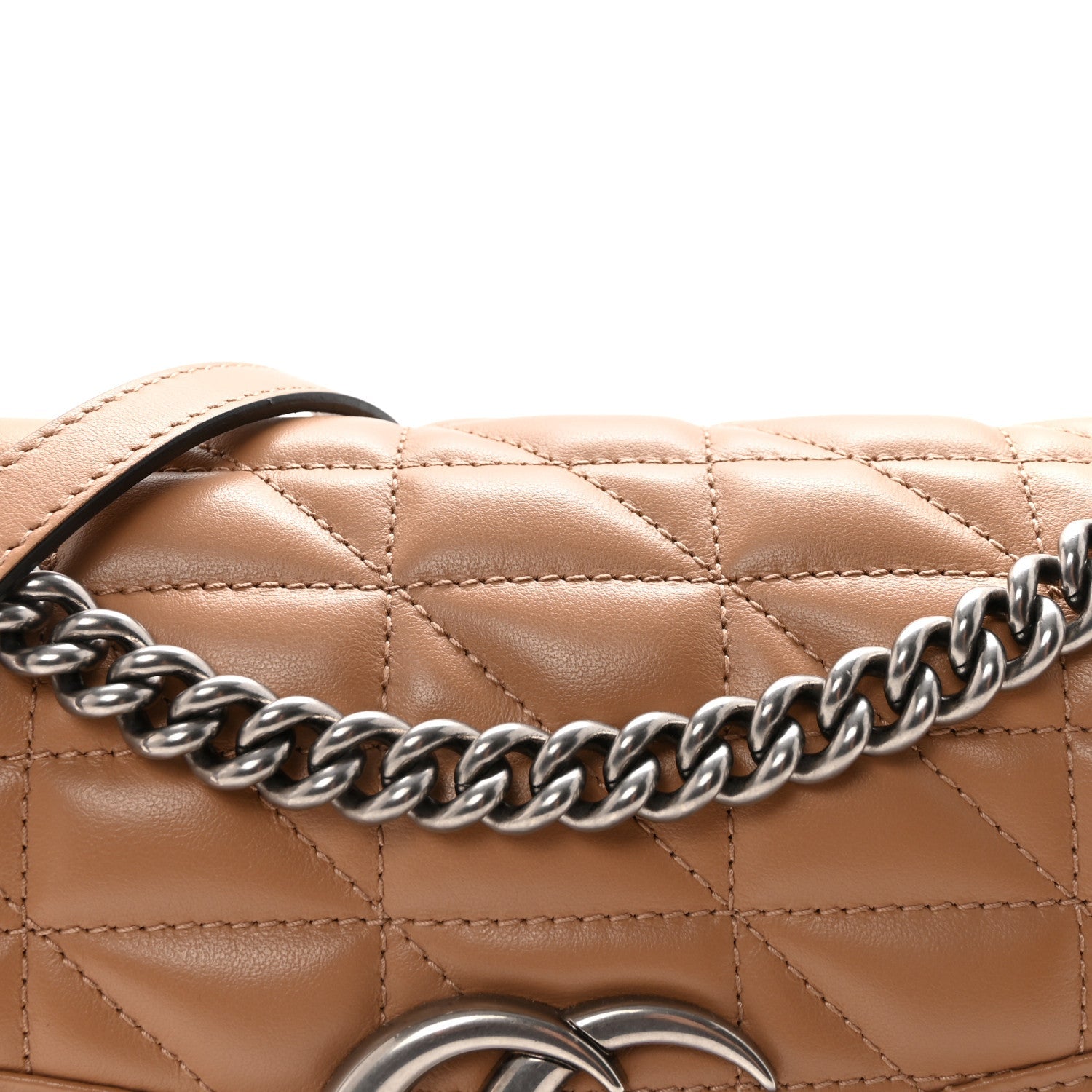 Gucci Calfskin Matelasse Aria Small GG Marmont Shoulder Bag Camelia