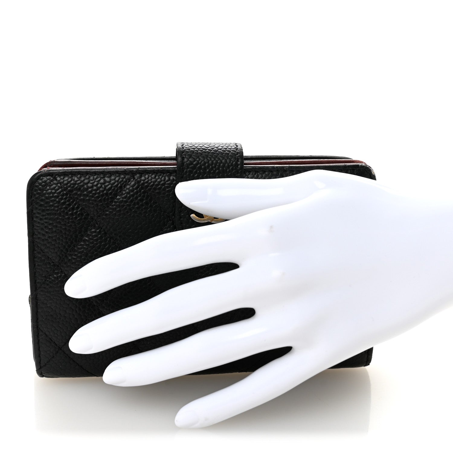 Caviar Quilted Zipped Pocket Wallet Black
