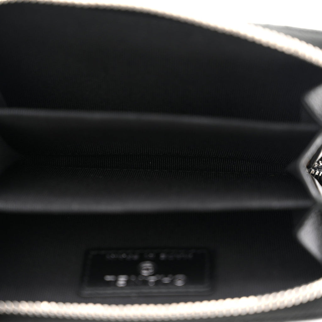 Iridescent Caviar Quilted Zip Coin Purse Black