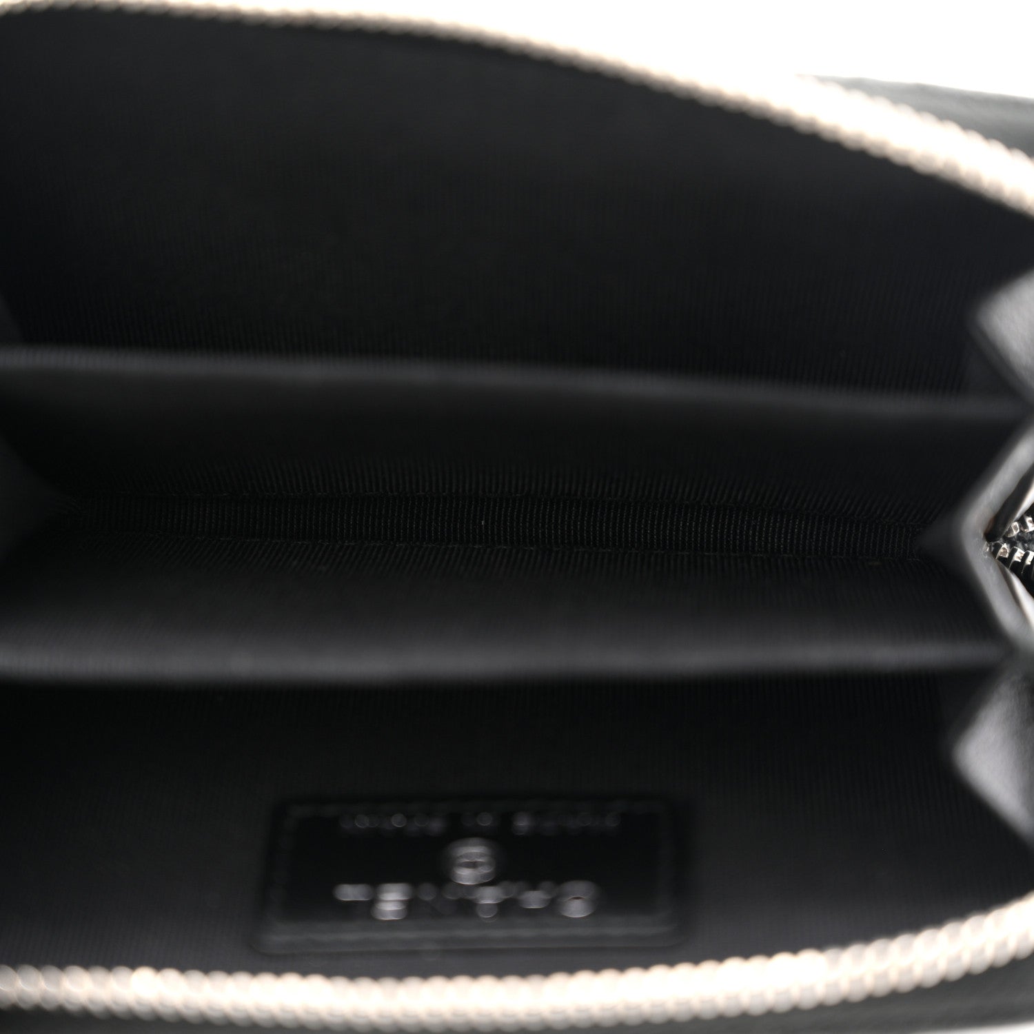 Iridescent Caviar Quilted Zip Coin Purse Black