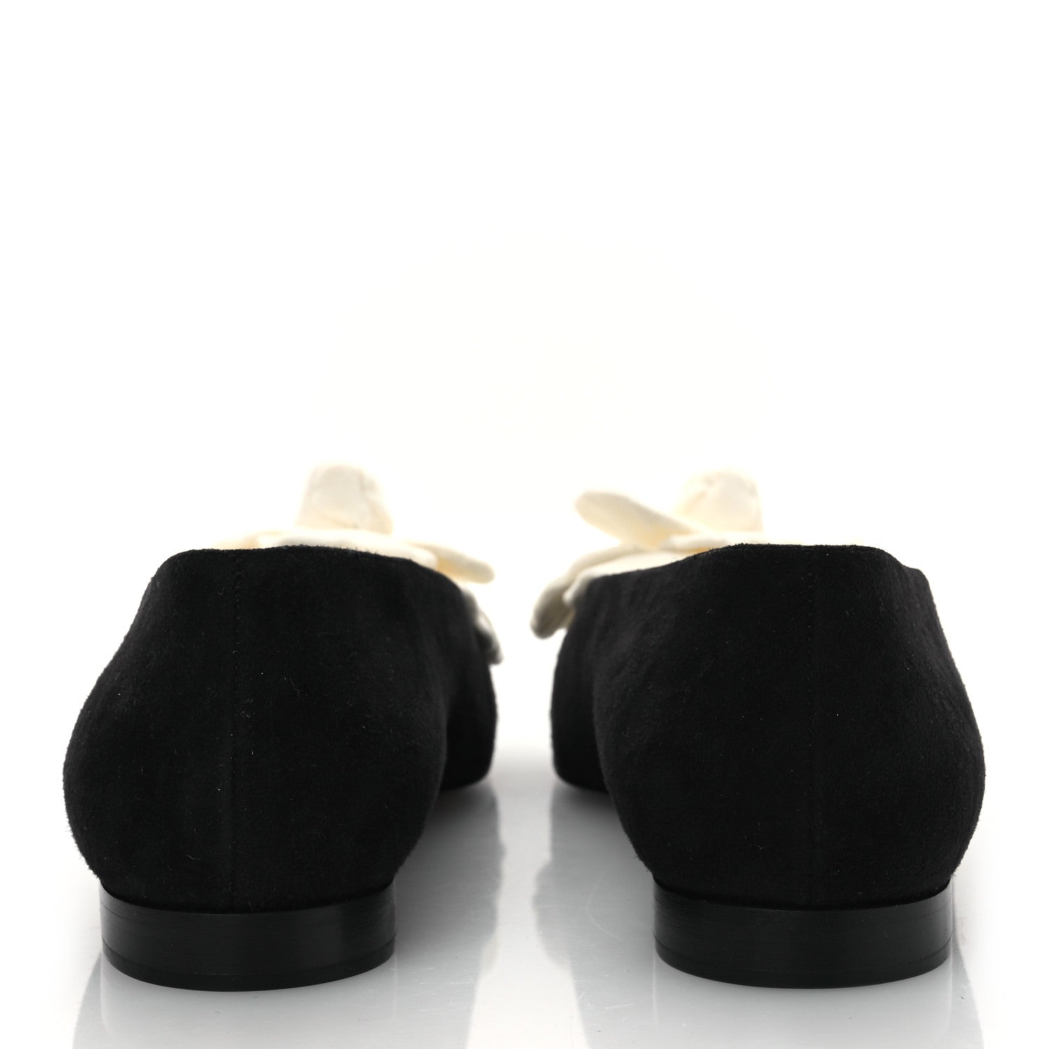 Chanel Suede Patent Cap Toe Camellia Ballerina Flats 36.5 Black White
