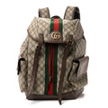 Gucci GG Supreme Monogram Medium Ophidia Double Buckle Backpack Brown