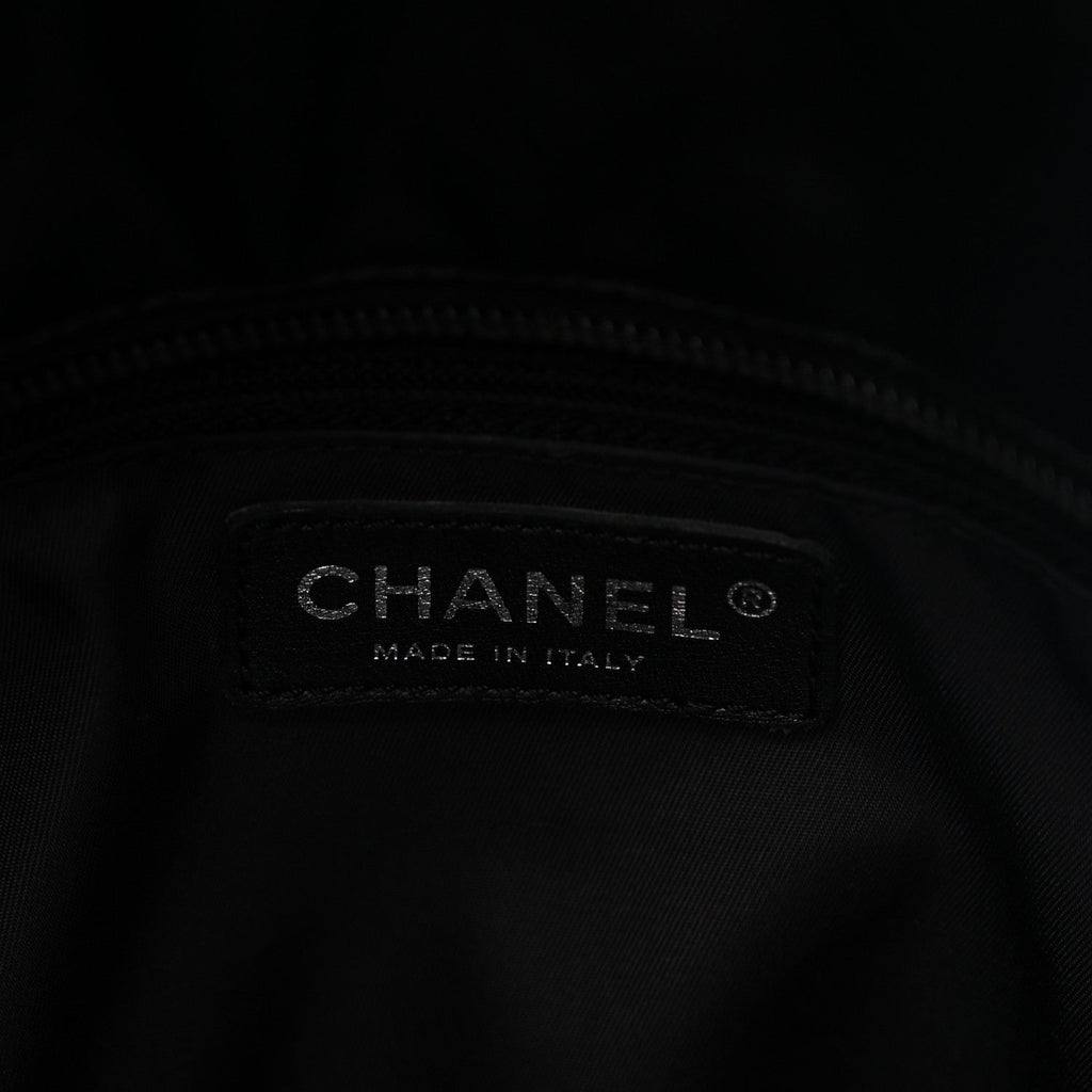 Chanel Coated Canvas Stitched XL Paris Biarritz Tote Black