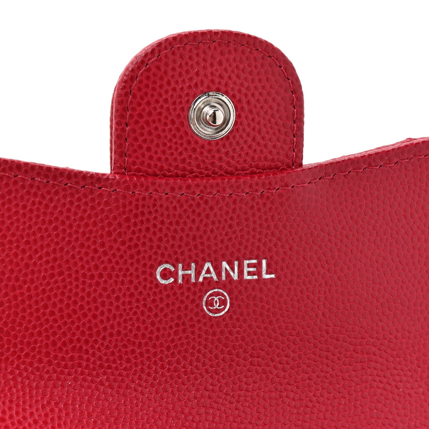 Caviar Quilted Flap Card Holder Wallet Red