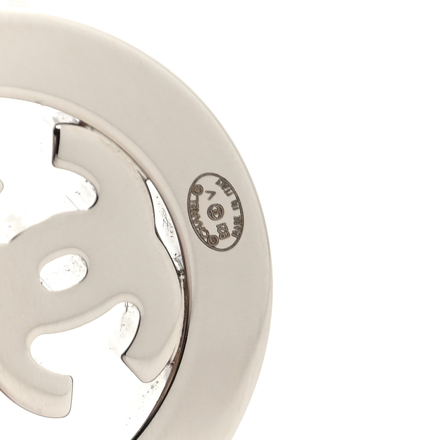Crystal CC Round Earrings Silver