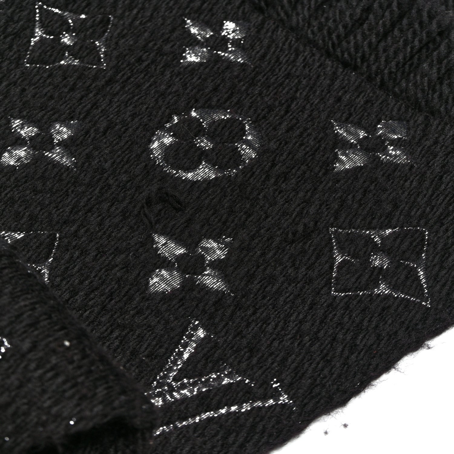 Louis Vuitton Wool Silk Logomania Shine Scarf Black