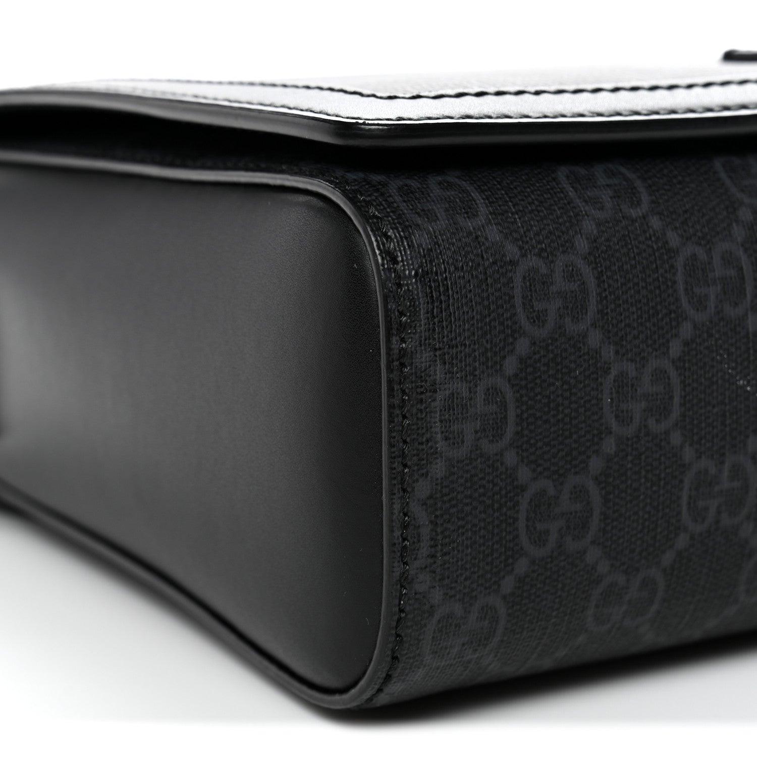 Gucci GG Supreme Monogram Appia Calfskin Web Crossbody Bag Black Grey