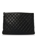 Lambskin Quilted Large Cosmetic Case Black