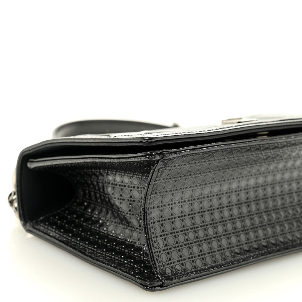Christian Dior Metallic Patent Micro-Cannage Medium Diorama Flap Bag Onyx Black