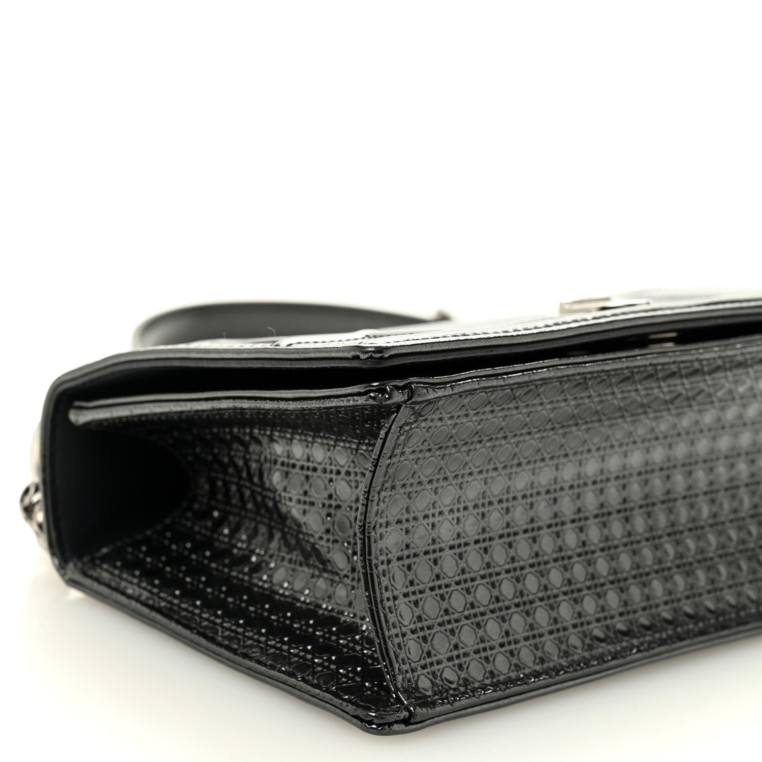 Christian Dior Metallic Patent Micro-Cannage Medium Diorama Flap Bag Onyx Black