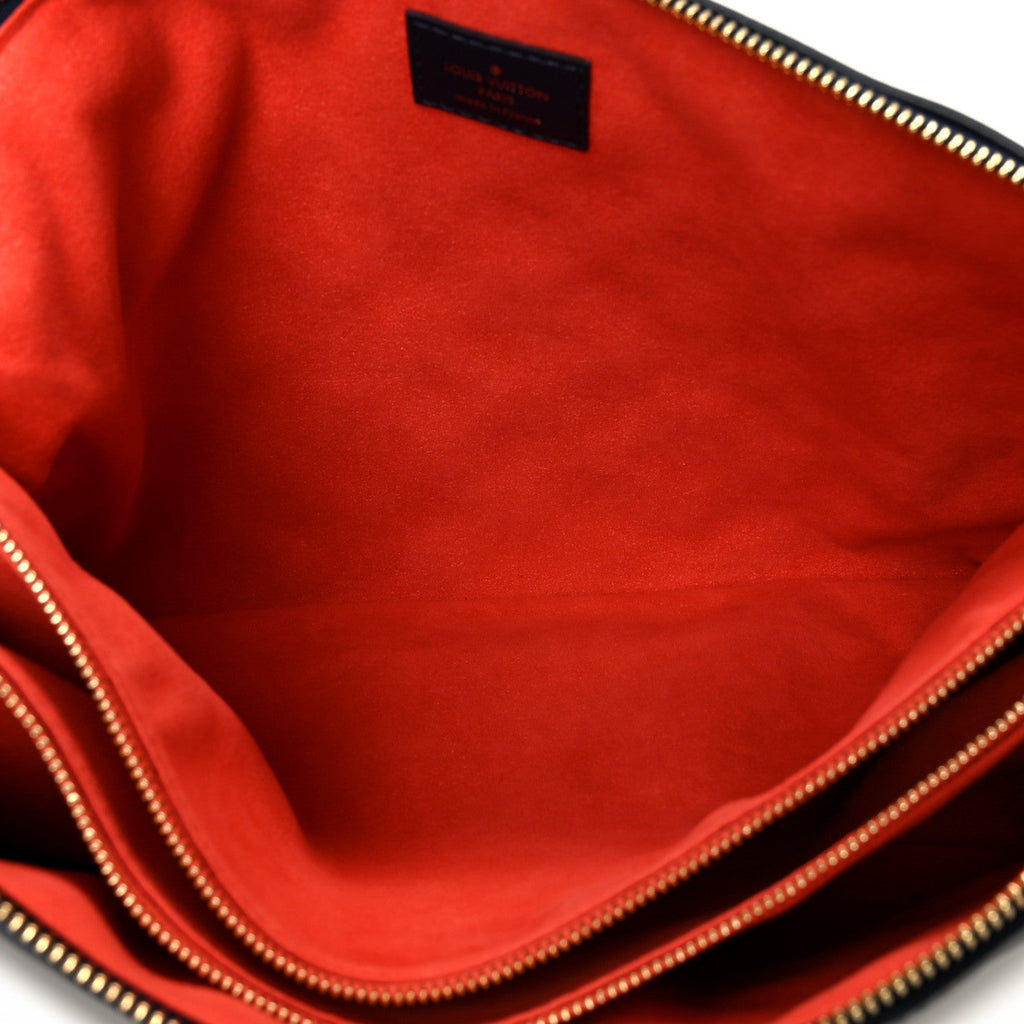 Louis Vuitton Lambskin Embossed Monogram LV Garden Coussin MM Navy Blue