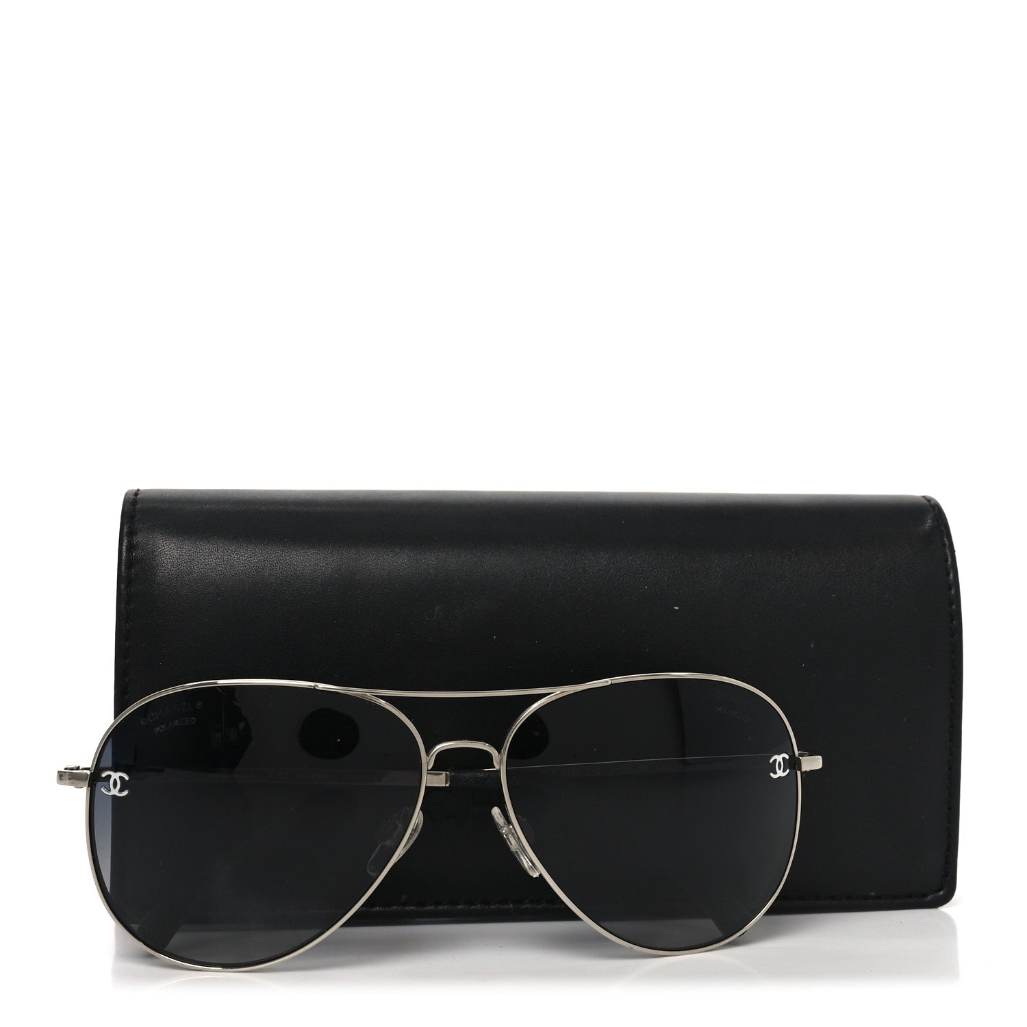 Metal Polarized CC Aviator Sunglasses 4189-T-Q Silver
