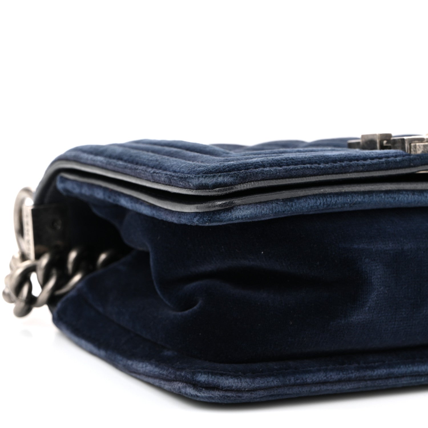 Chanel Velvet Quilted Small Boy Flap Blue