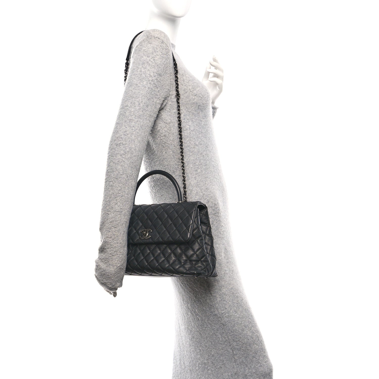 Chanel Caviar Quilted Medium Coco Handle Flap Black