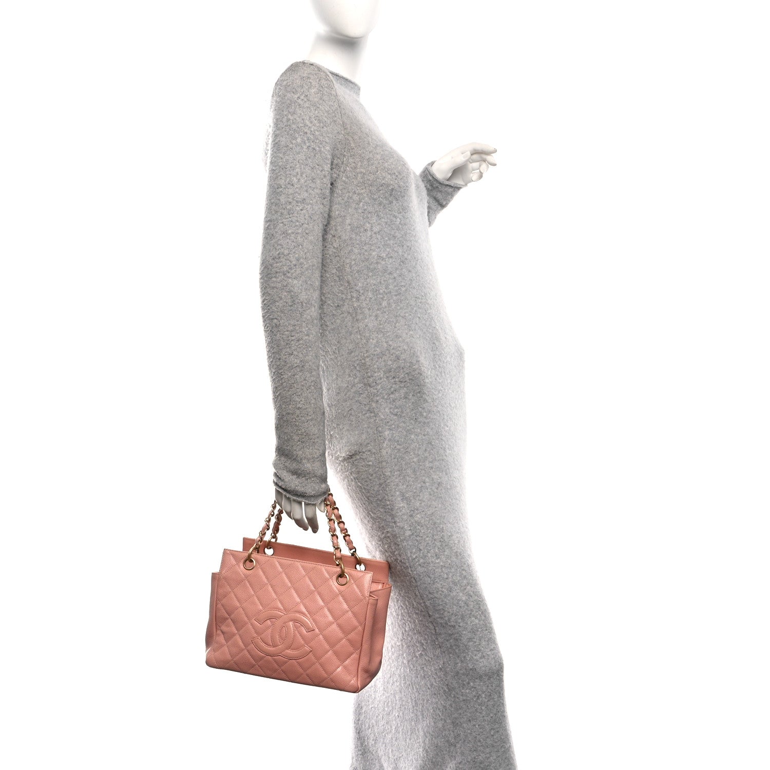 Chanel Caviar Quilted Petit Timeless Shopping Tote PTT Pink