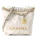 Chanel Shiny Calfskin Quilted Mini Chanel 22 Light Grey