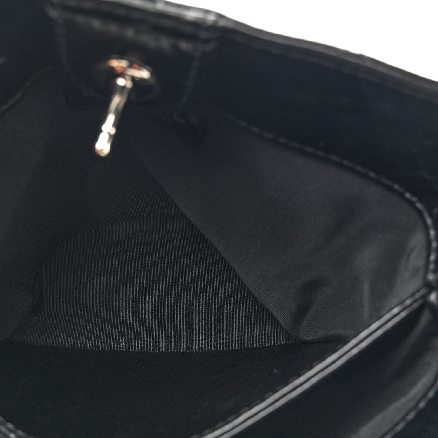Chanel Crumpled Calfskin Quilted Chain Drawstring Bucket Bag Black