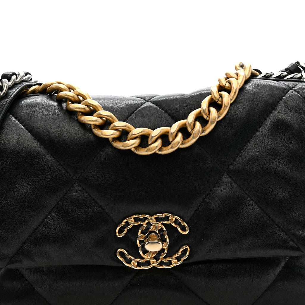 Chanel Lambskin Quilted Medium Chanel 19 Flap Black