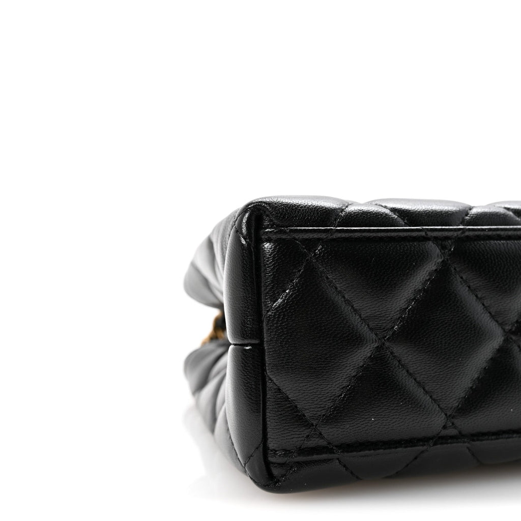 Chanel Shiny Aged Calfskin Quilted Nano Kelly Shopper Black