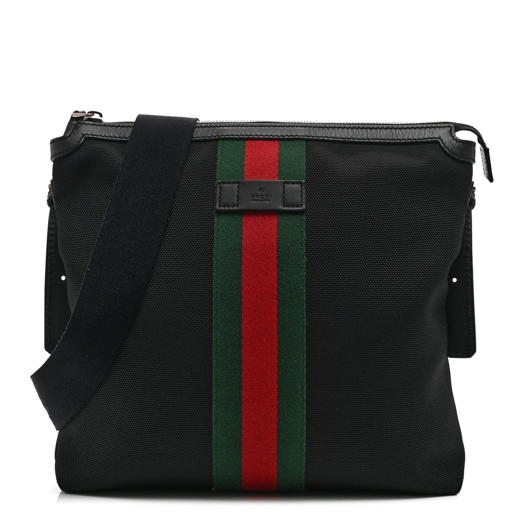 Gucci Techno Canvas Web Messenger Bag Black