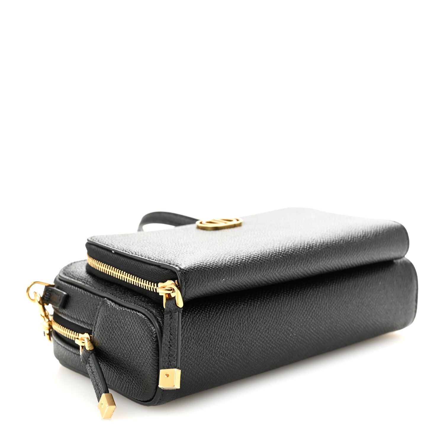 Christian Dior Grained Calfskin Caro Double Pouch Black