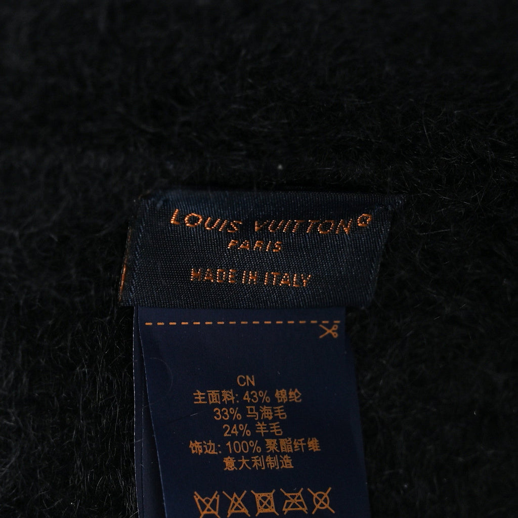 Louis Vuitton Mohair Wool LV Fluffy Hat Black