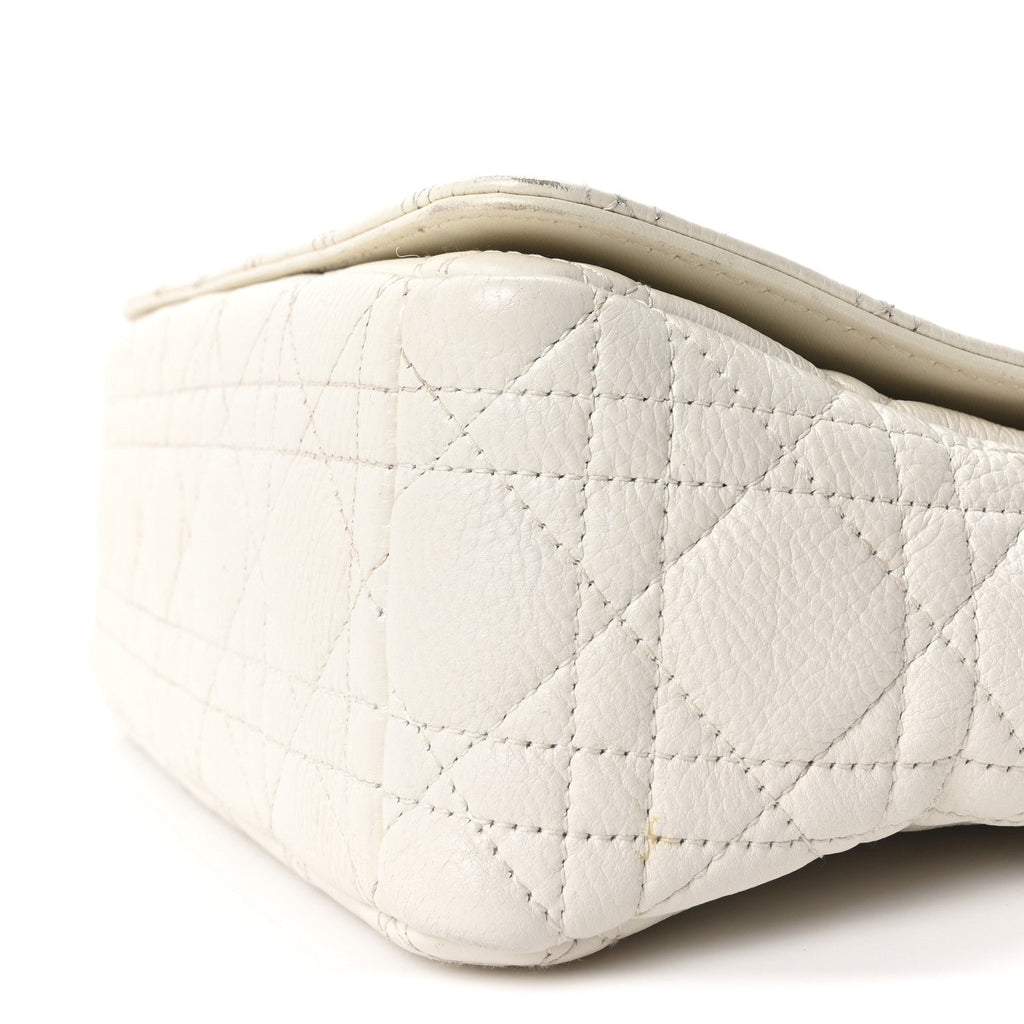 Christian Dior Supple Calfskin Cannage Medium Caro Bag Ivory