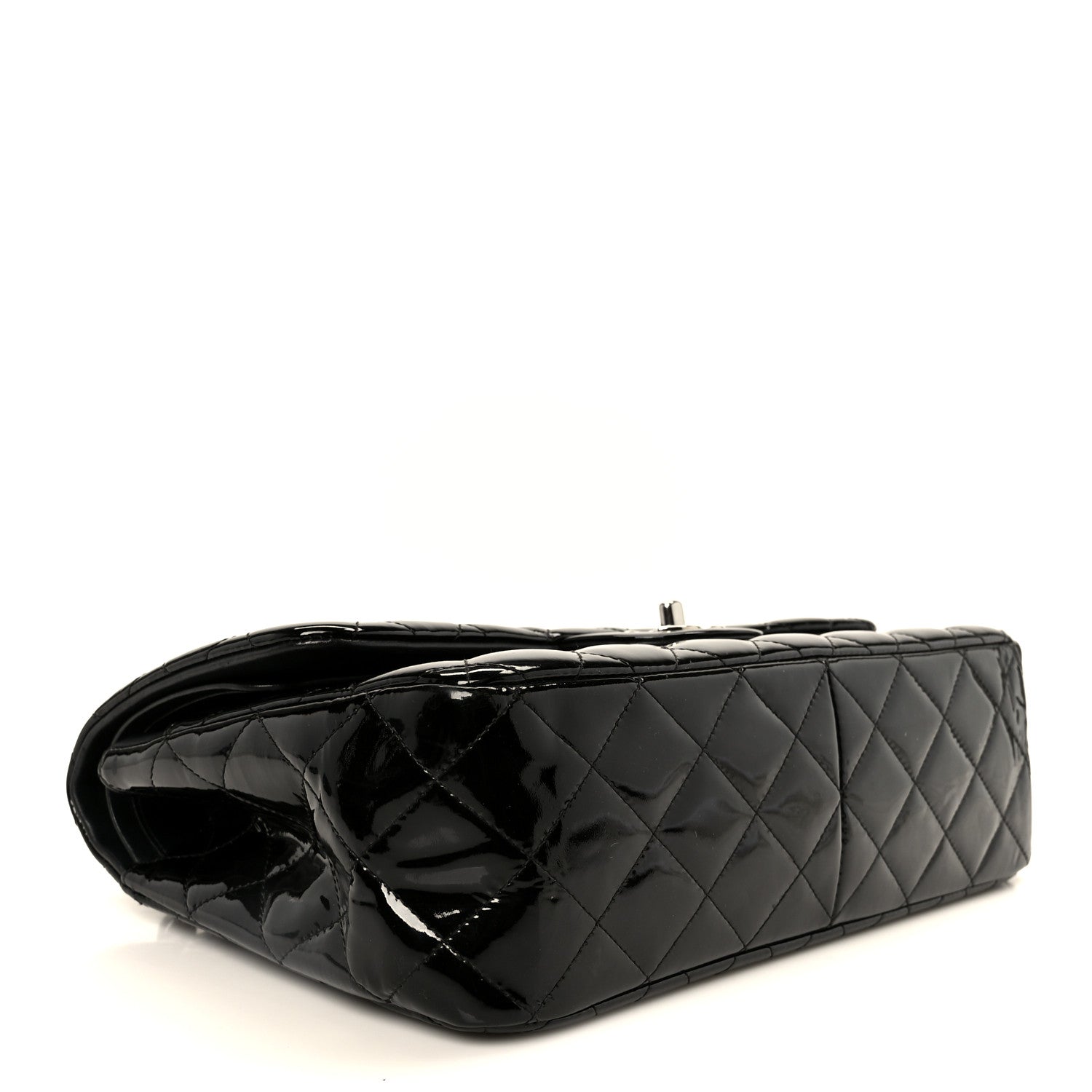 Chanel Patent Quilted Jumbo Double Flap Black