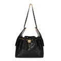 Chanel Shiny Crumpled Calfskin Quilted Small Chanel 25 Handbag Black