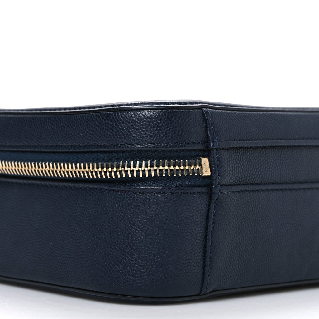 Chanel Caviar Quilted Medium CC Filigree Vanity Case Navy