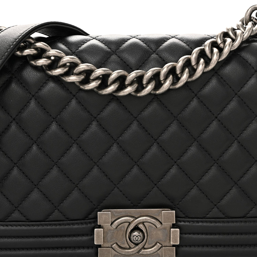 Chanel Lambskin Quilted Medium Boy Flap Black