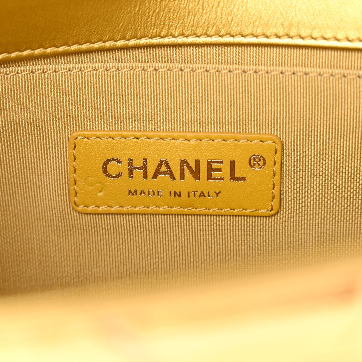 Chanel Metallic Calfskin Crocodile Embossed Graffiti Medium Cocodile Boy Flap Gold