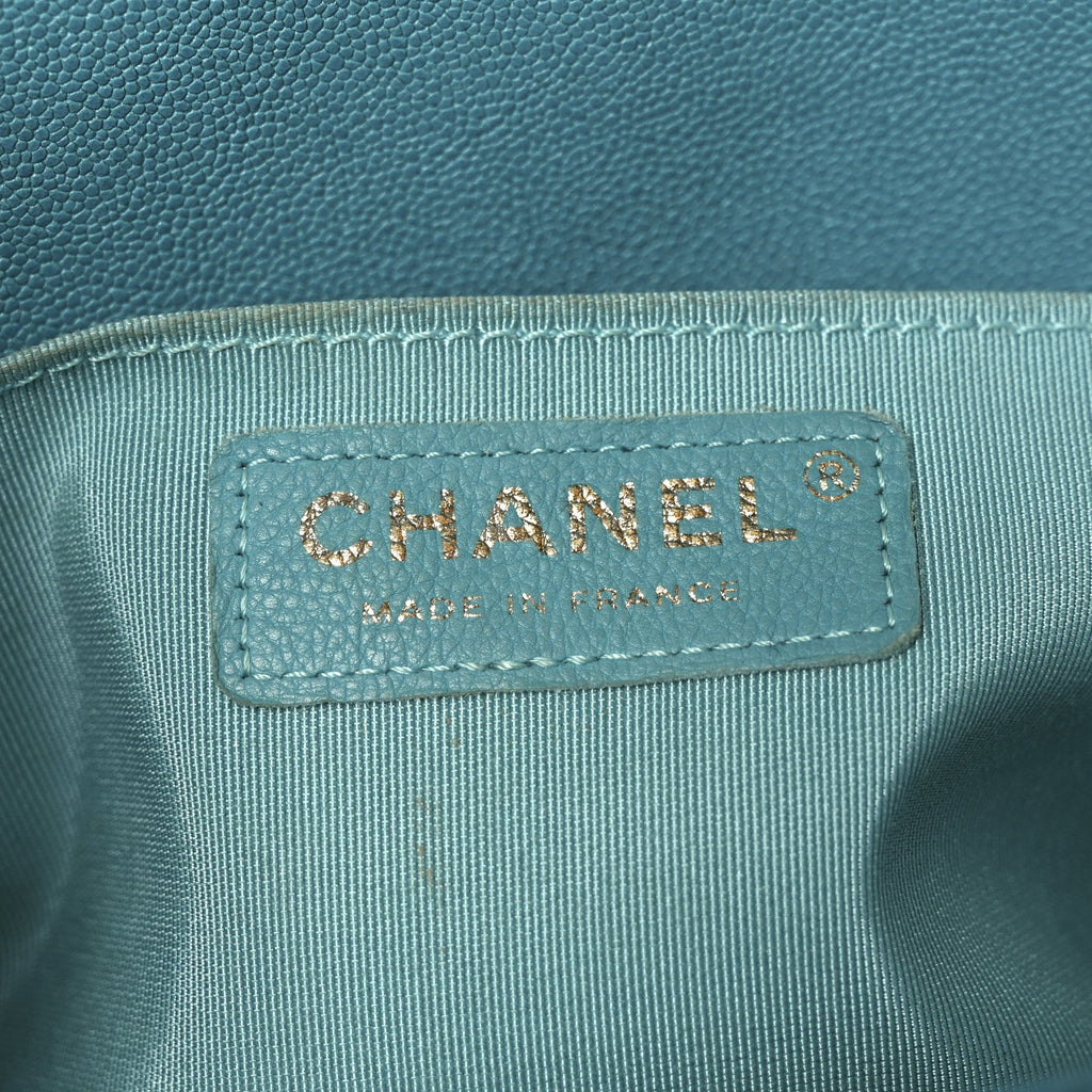Chanel Caviar Quilted Medium Boy Flap Turquoise